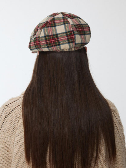 1JINN STUDIO Vintage British Two Tone Check Newsboy Inspired Women&