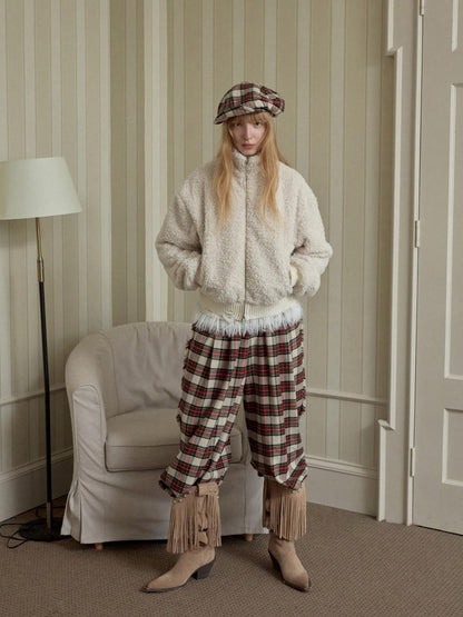 1JINN STUDIO Vintage British Two Tone Check Newsboy Inspired Women&