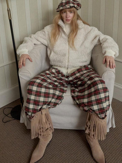 1JINN STUDIO Vintage British Two Tone Check Newsboy Inspired Women&