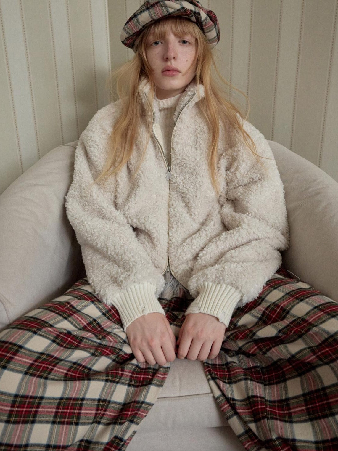 1JINN STUDIO Vintage British Two Tone Check Newsboy Inspired Women&