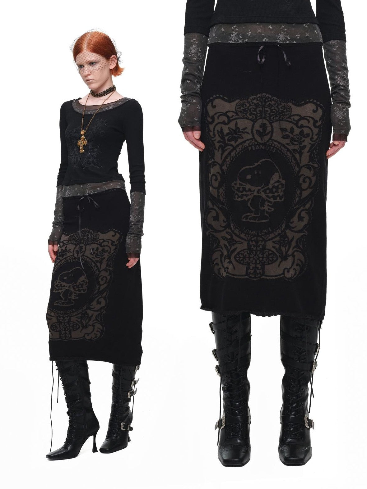 1JINN STUDIO Vintage Burnout Sheer Straight Knit Women&