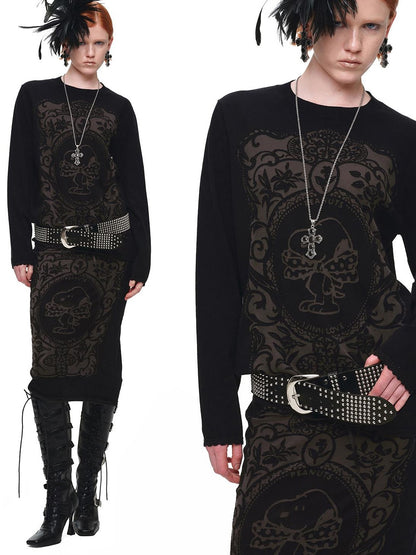 1JINN STUDIO Vintage Burnout Sheer Straight Knit Women&