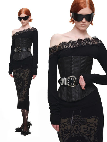 1JINN STUDIO Vintage Burnout Sheer Straight Knit Women&