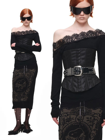 1JINN STUDIO Vintage Burnout Sheer Straight Knit Women&