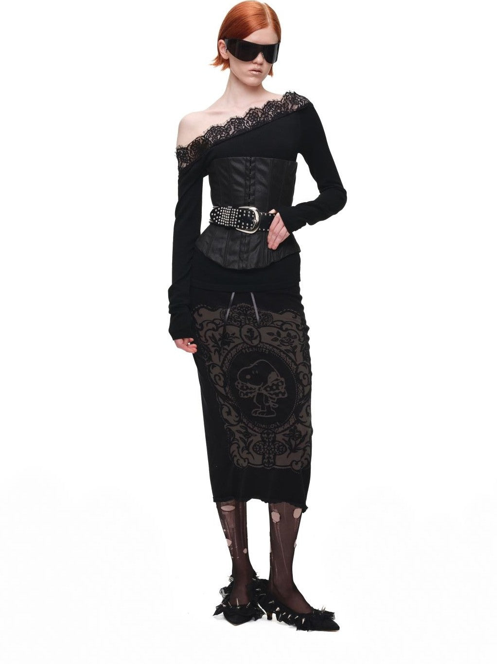 1JINN STUDIO Vintage Burnout Sheer Straight Knit Women&