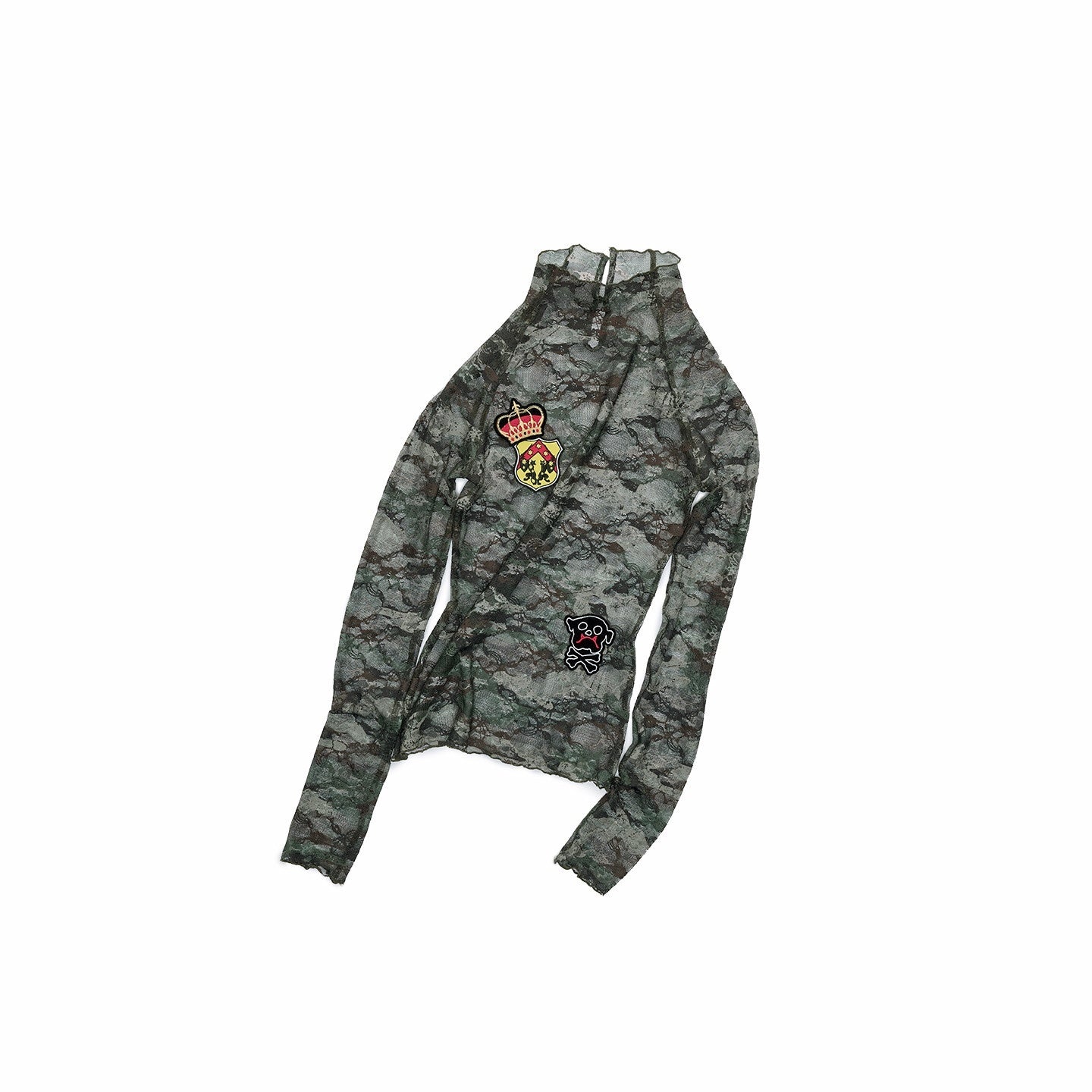 1JINN_STUDIO_Vintage_Camo_Lace_Print_Patch_Raglan_Collar_Women&