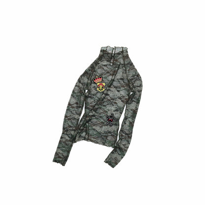 1JINN_STUDIO_Vintage_Camo_Lace_Print_Patch_Raglan_Collar_Women&