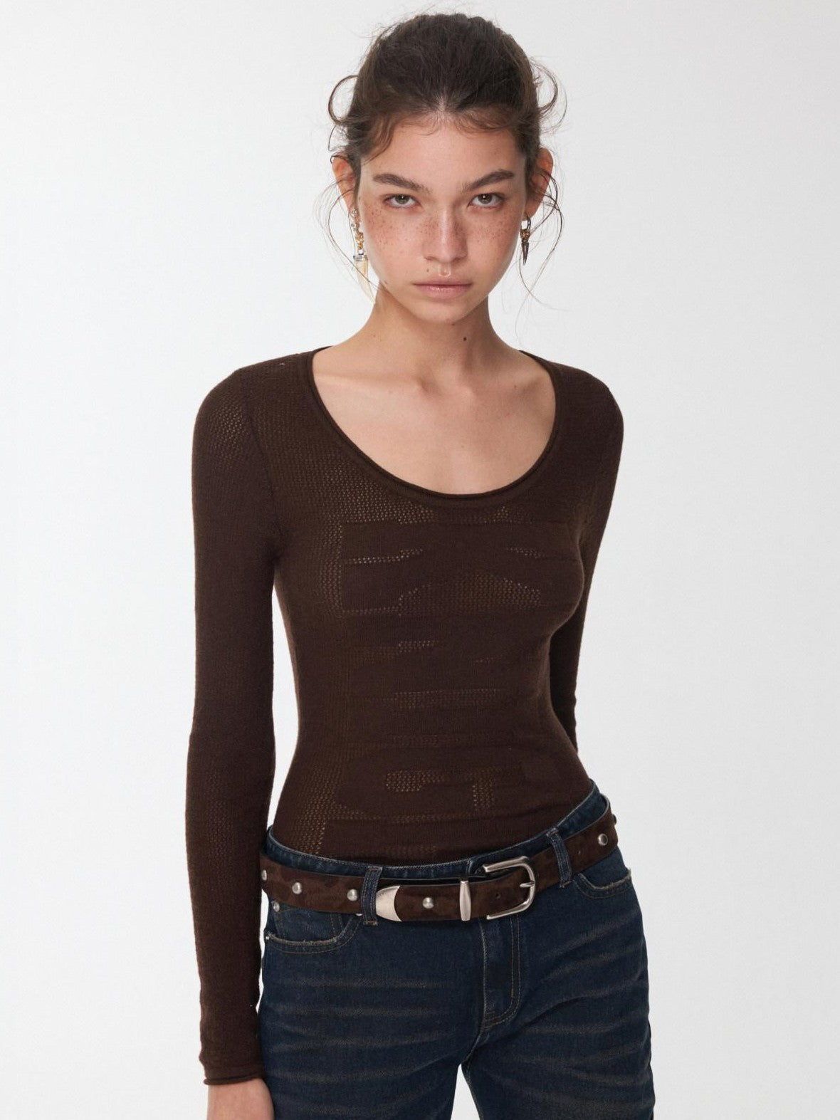 1JINN STUDIO Vintage Camouflage Studded Metal Buckle Women&