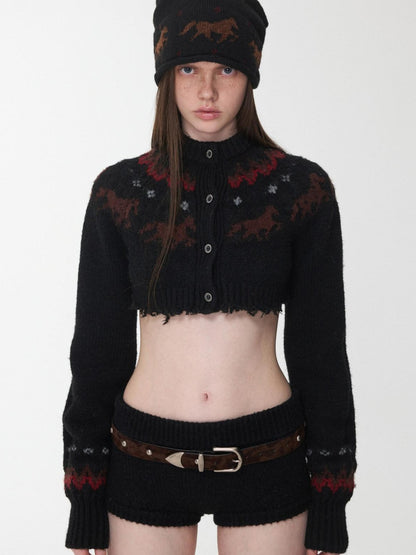 1JINN STUDIO Vintage Camouflage Studded Metal Buckle Women&