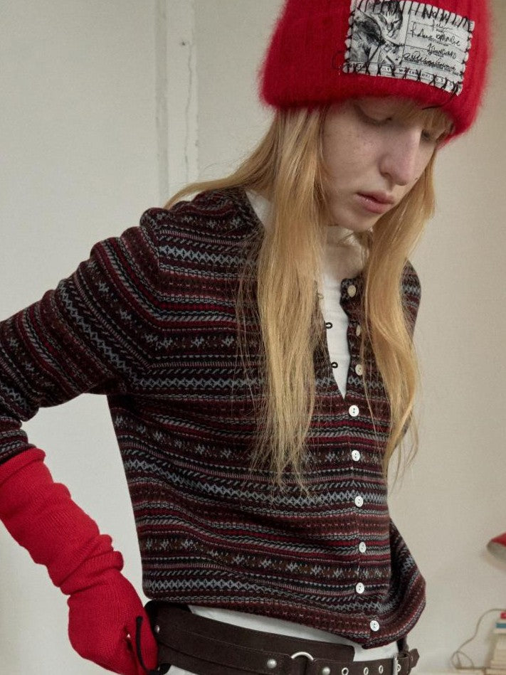 1JINN STUDIO Vintage Deer Print Contrast Embroidery Low Rise Women&