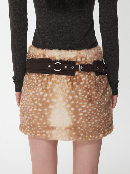 1JINN STUDIO Vintage Deer Print Low Waist Slim Fit Women&