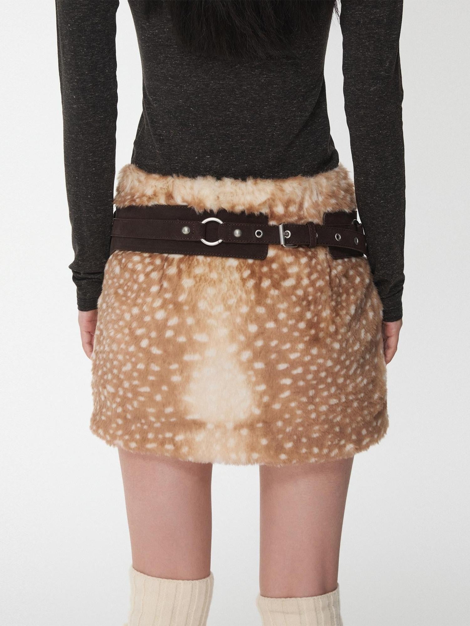 1JINN STUDIO Vintage Deer Print Low Waist Slim Fit Women&