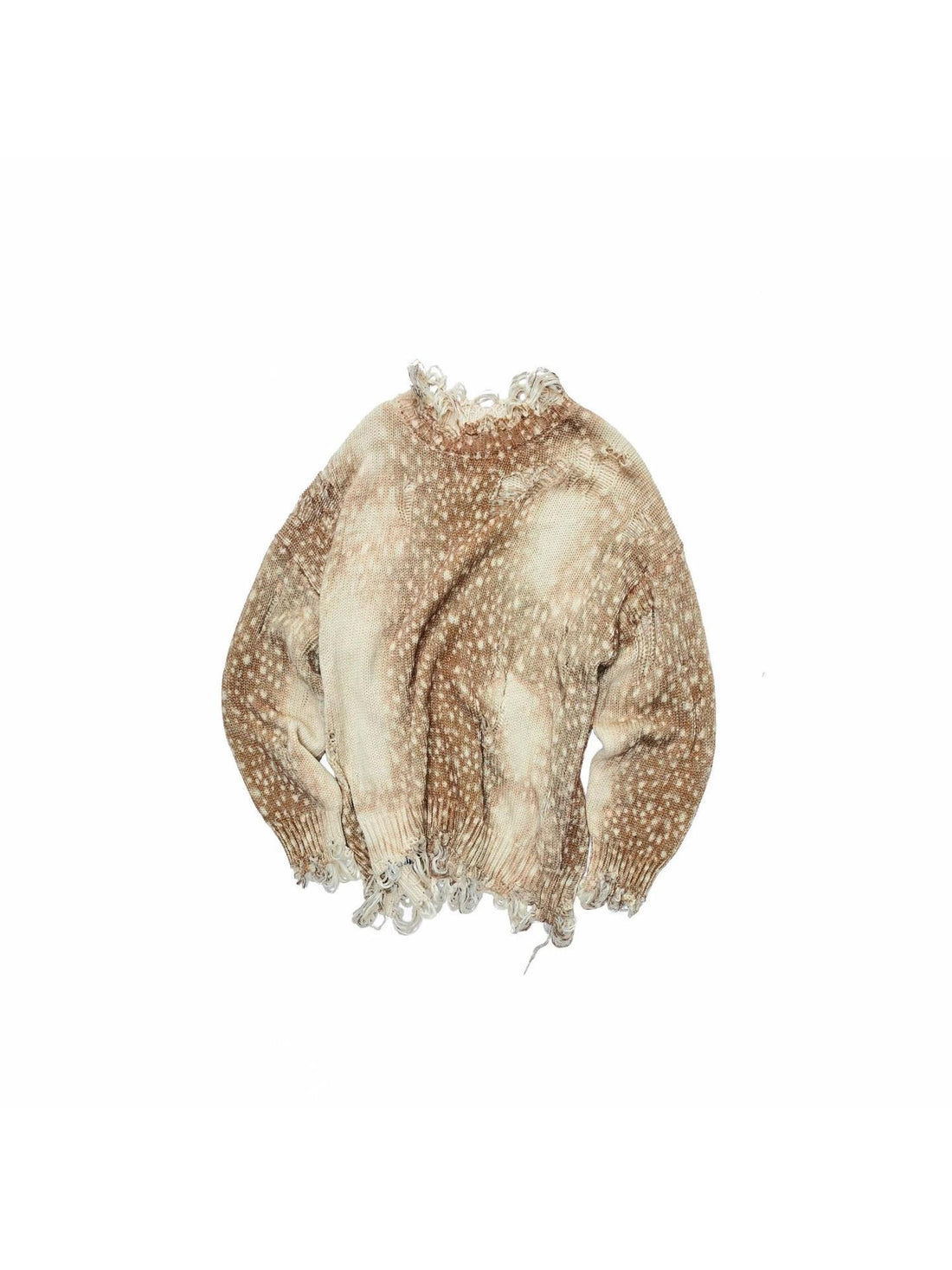 1JINN STUDIO Vintage Deer Print Openwork Distressed Women&