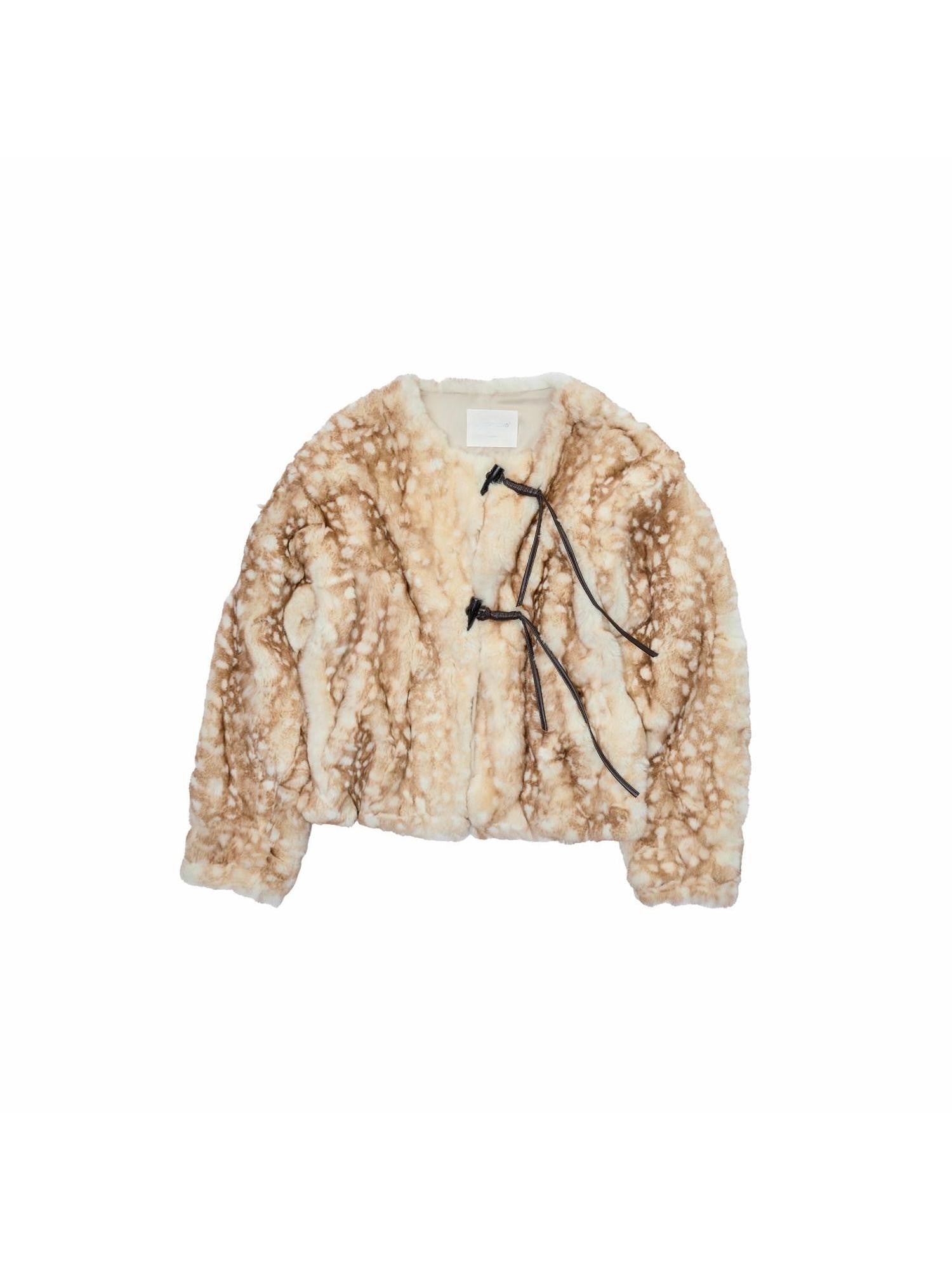 1JINN STUDIO Vintage Deer Print Toggle Closure Women&