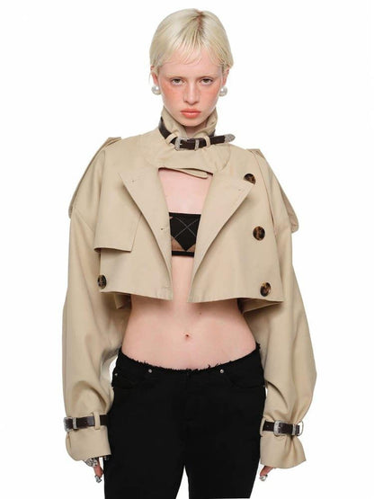 1JINN STUDIO Vintage Double Breasted Cropped Women&