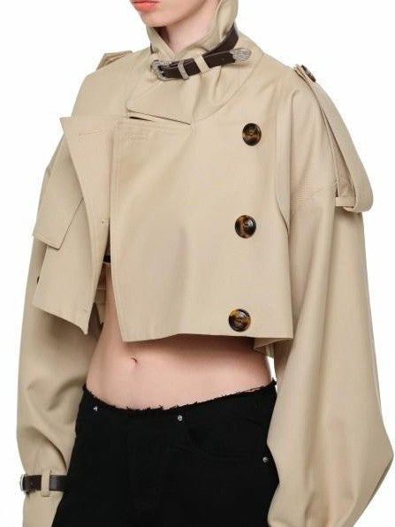 1JINN STUDIO Vintage Double Breasted Cropped Women&