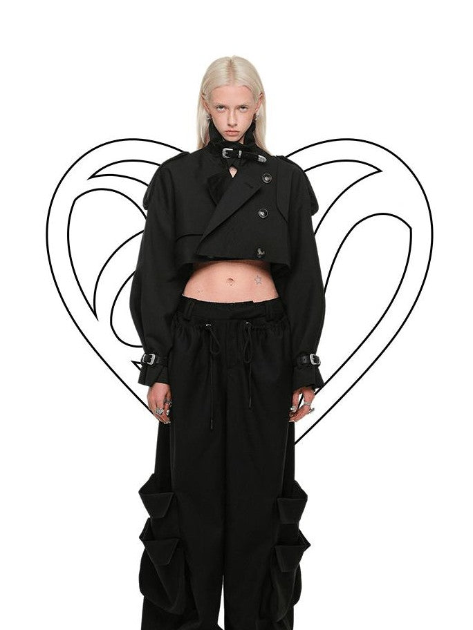 1JINN STUDIO Vintage Double Breasted Cropped Women&