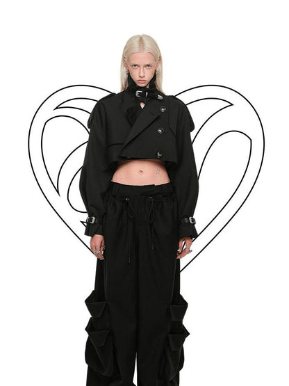 1JINN STUDIO Vintage Double Breasted Cropped Women&