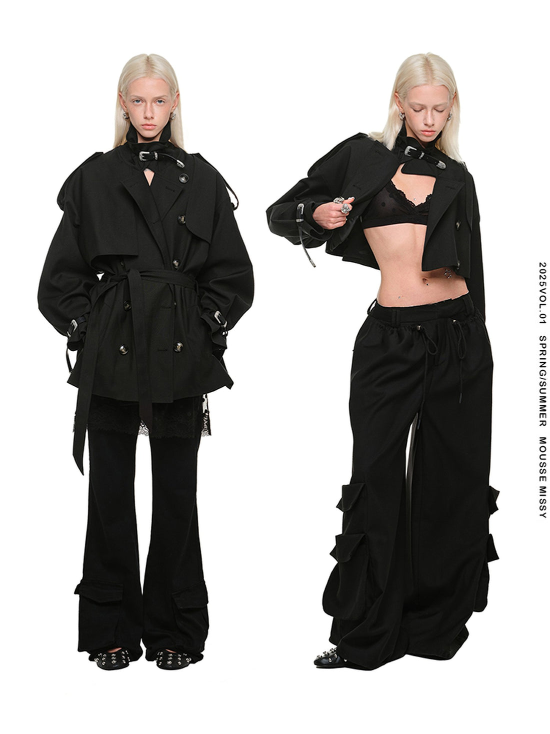 1JINN STUDIO Vintage Double Breasted Oversized Big Lapel Long Sleeve Women&