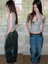 1JINN STUDIO Vintage Double Sided Camo Patch Ink Splatter Women&
