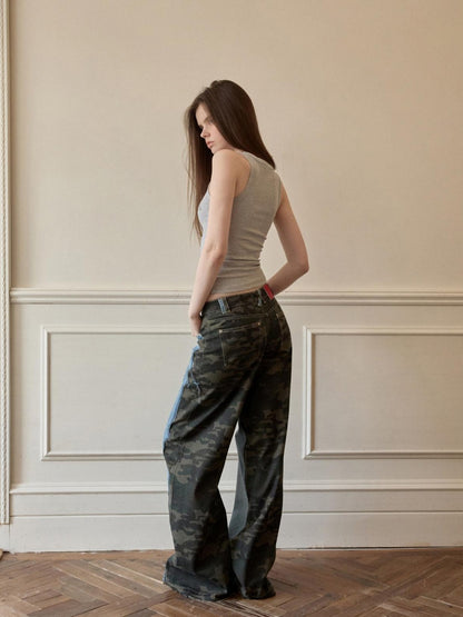 1JINN STUDIO Vintage Double Sided Camo Patch Ink Splatter Women&