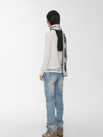 1JINN STUDIO Vintage Fair Isle Pony Jacquard Knitted Women&