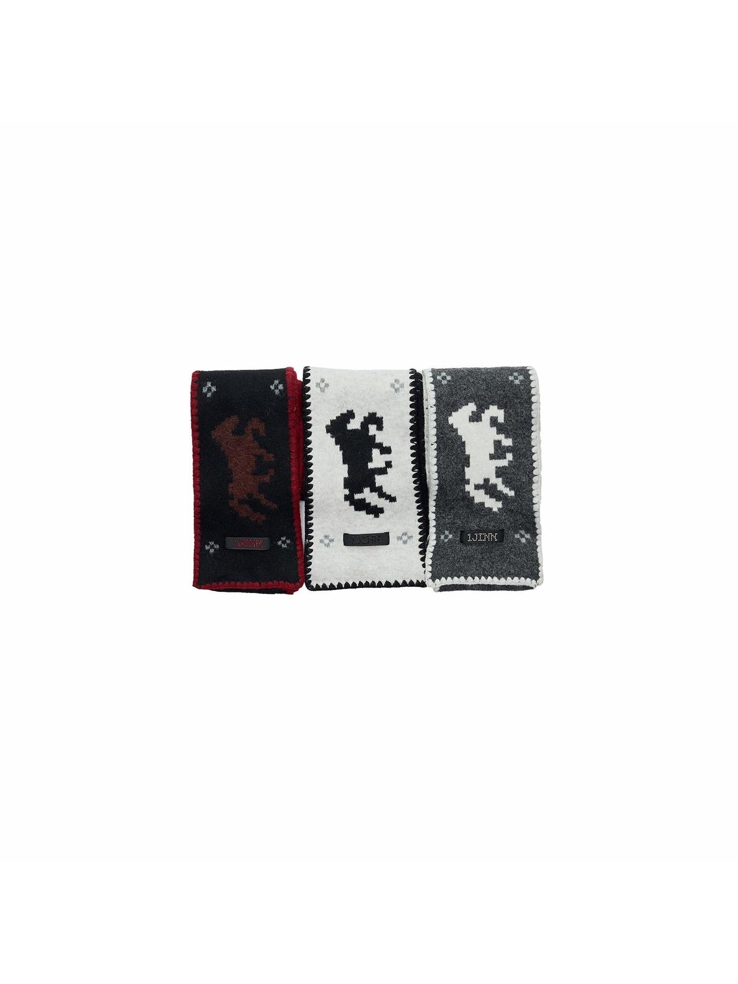 1JINN STUDIO Vintage Fair Isle Pony Jacquard Knitted Women&