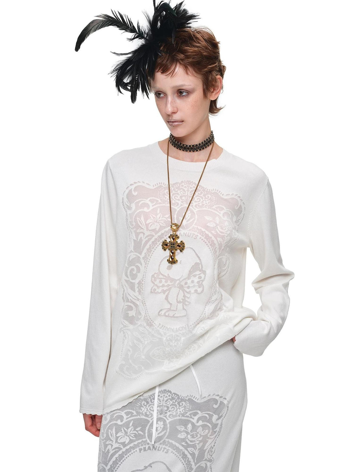 1JINN STUDIO Vintage Framed Burnout Semi Sheer Women&