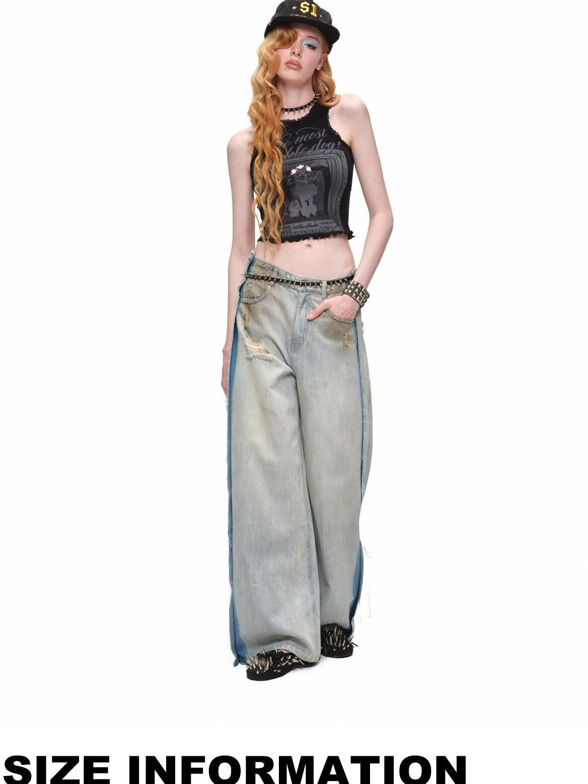 1JINN STUDIO Vintage Framed Dog Print Vest Top Women&