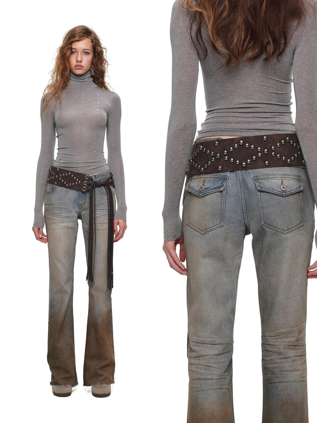 1JINN STUDIO Vintage Gradient Mud Dye Straight Women&