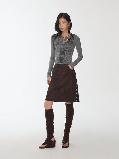 1JINN STUDIO Vintage Henley Collar Contrast Print Women&