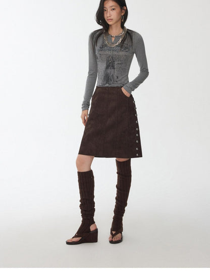1JINN STUDIO Vintage Henley Collar Contrast Print Women&