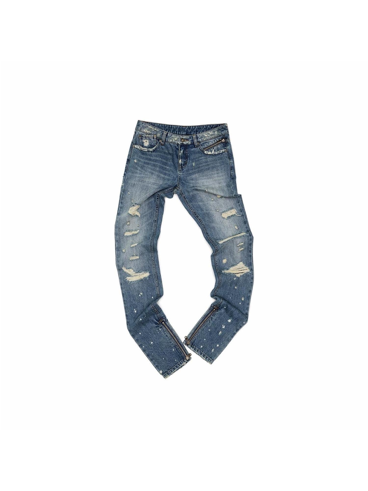 1JINN STUDIO Vintage Irregular Distressed Ripped Women&