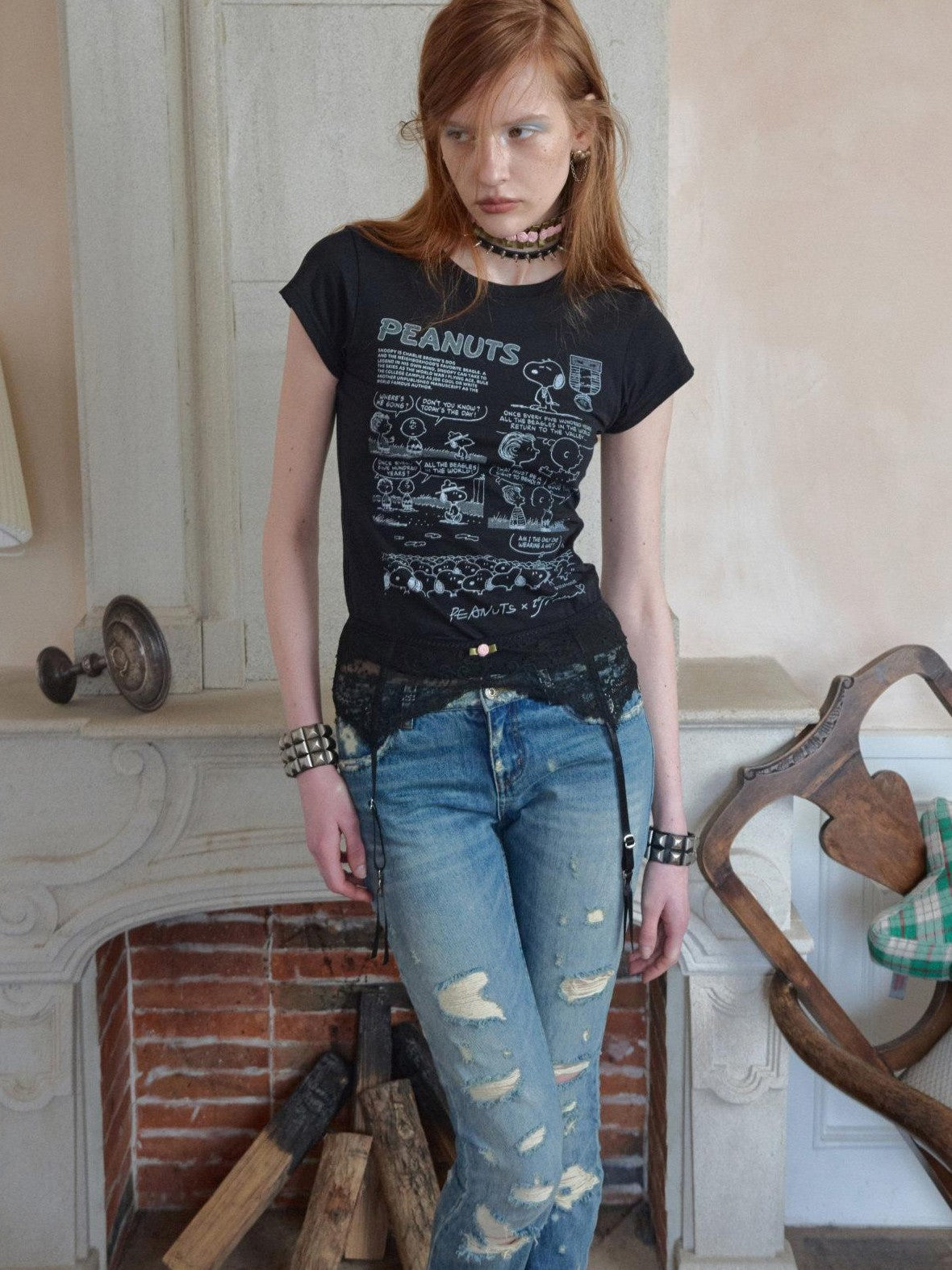 1JINN STUDIO Vintage Irregular Distressed Ripped Women&
