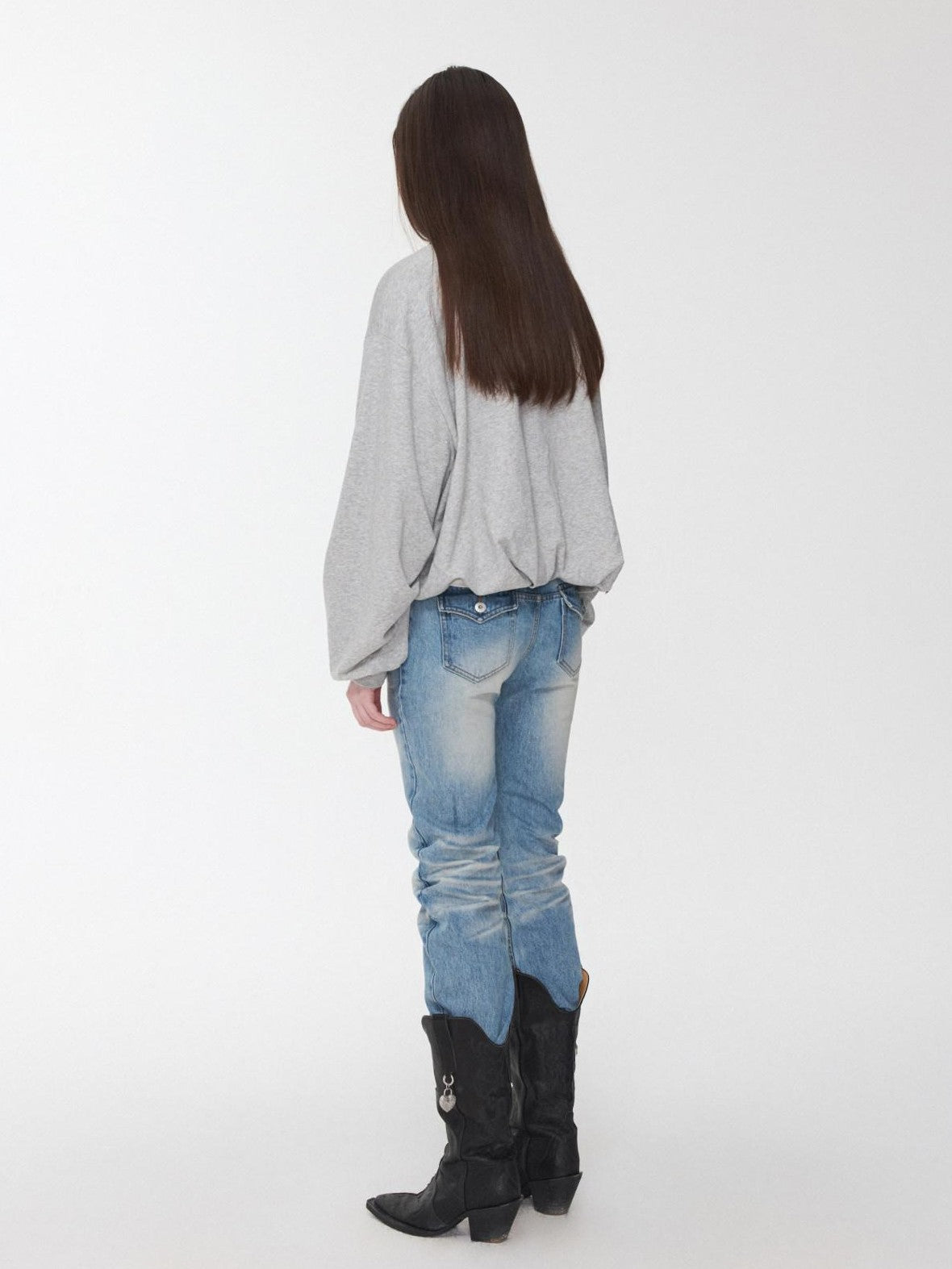 1JINN STUDIO Vintage Letter Print Bubble Hem Loose Women&