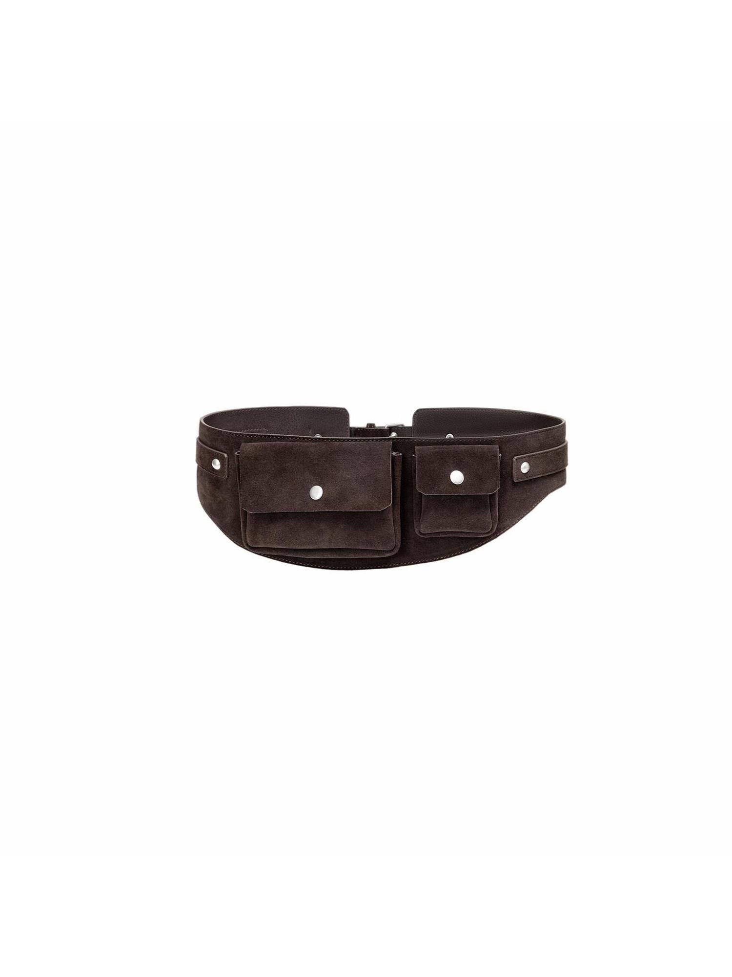 1JINN STUDIO Vintage Metal Buckle Multi Pocket Workwear Wide Belt Women&