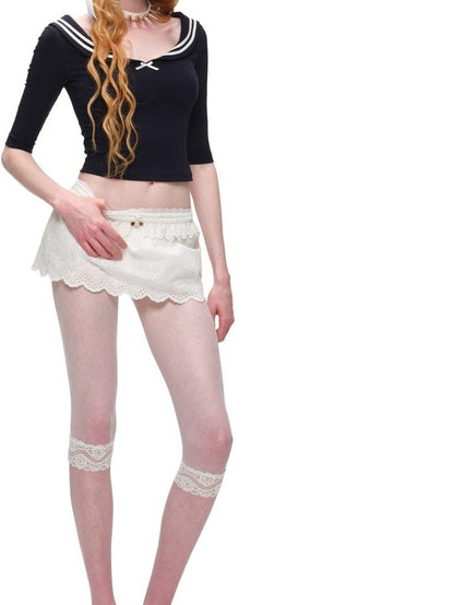1JINN STUDIO Vintage Nautical Boatneck Off Shoulder Slim Women&
