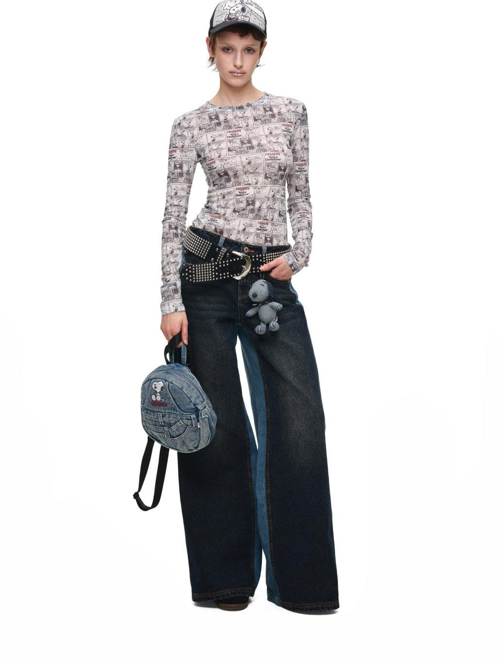 1JINN STUDIO Vintage Newspaper Print Slim Fit Women&