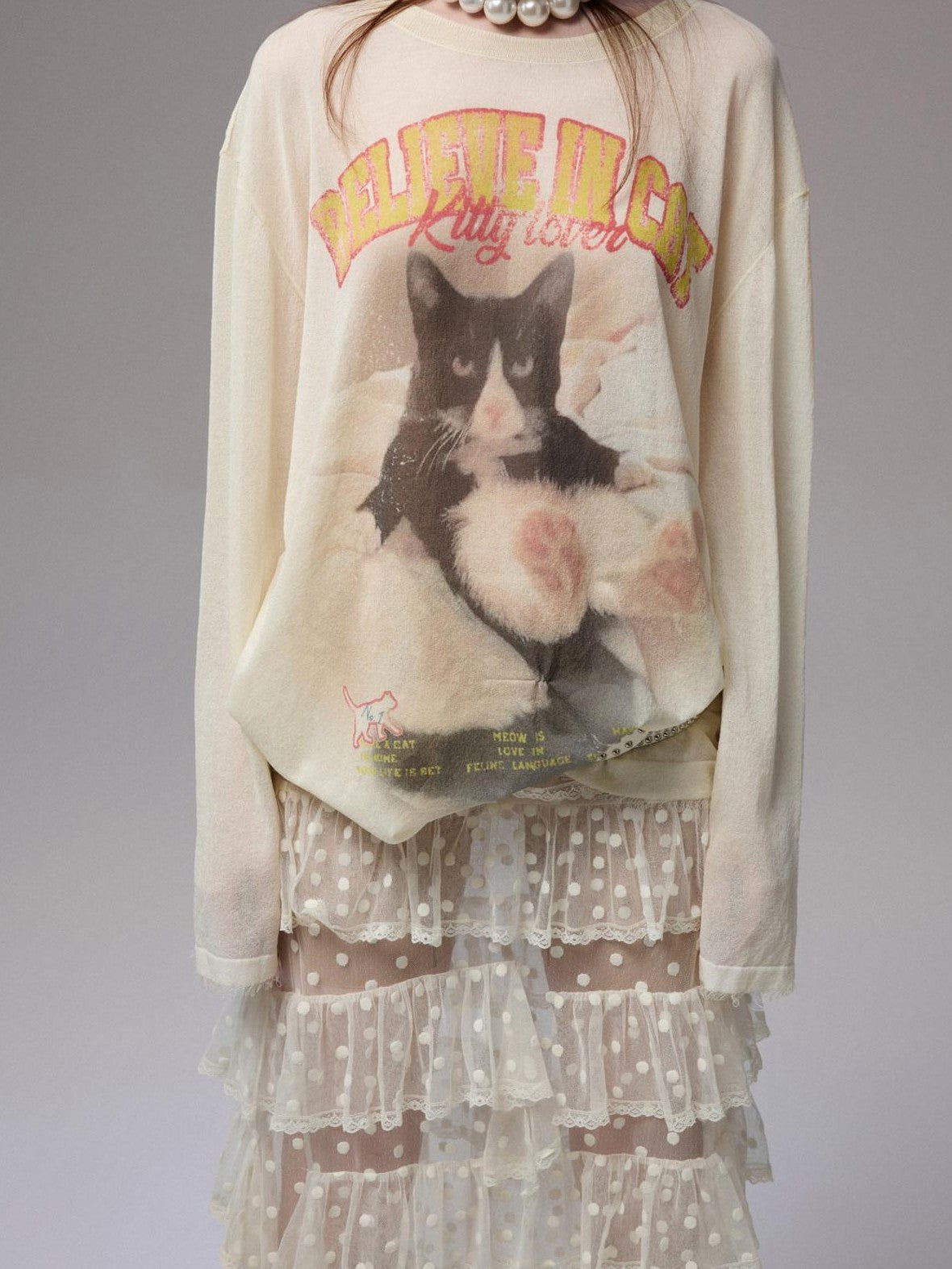 1JINN STUDIO Vintage Polka Dot Asymmetrical Puffy Cake Women&