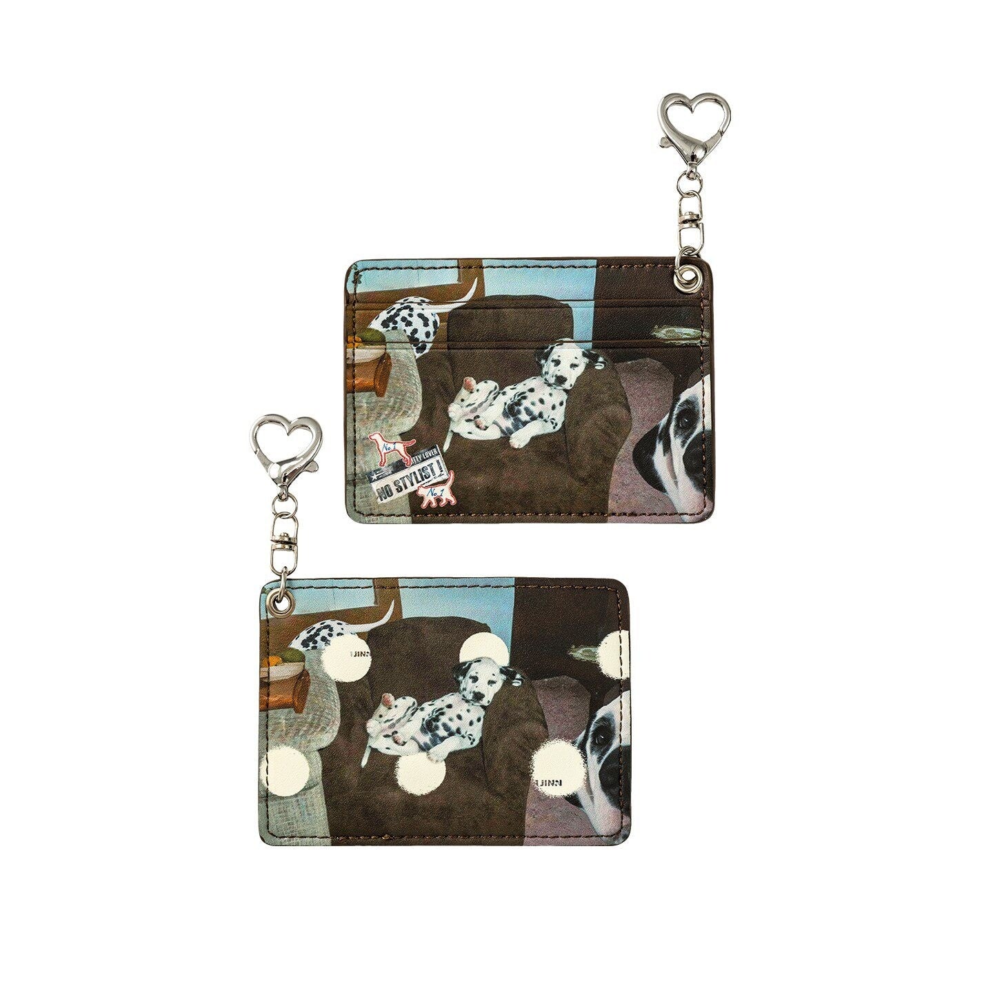 1JINN_STUDIO_Vintage_Polka_Dot_Cat_And_Dog_Love_Print_Double_Card_Slot_Women&