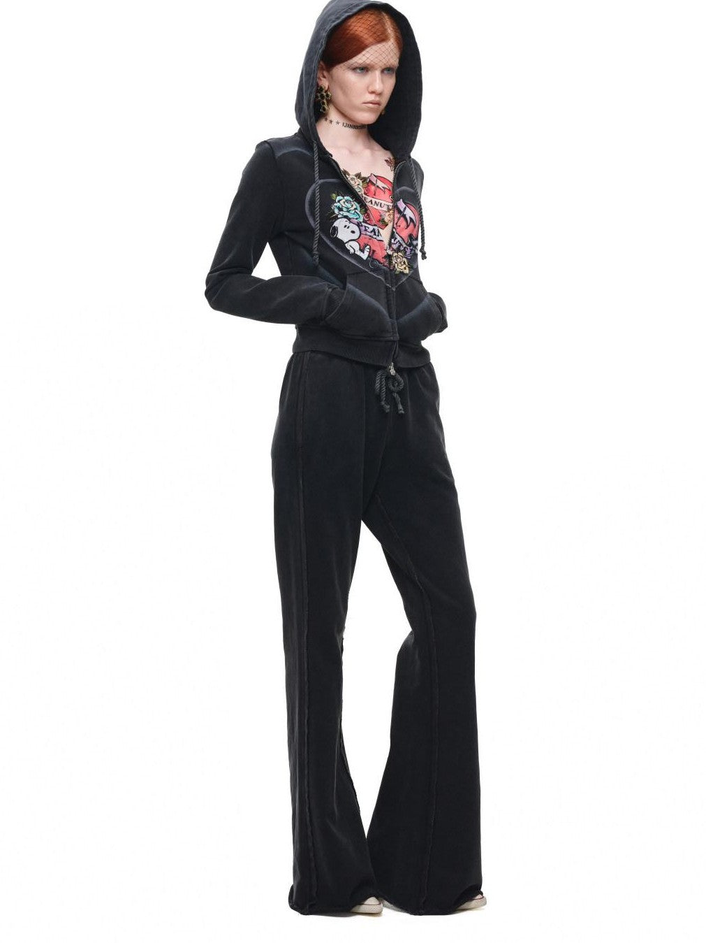 1JINN STUDIO Vintage Retro Washed Allover Graphic Print Women&