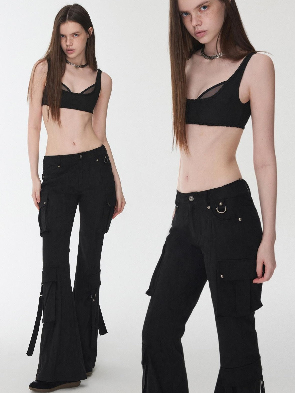 1JINN STUDIO Vintage Studded Multi Pocket Cargo Tie Slim Women&