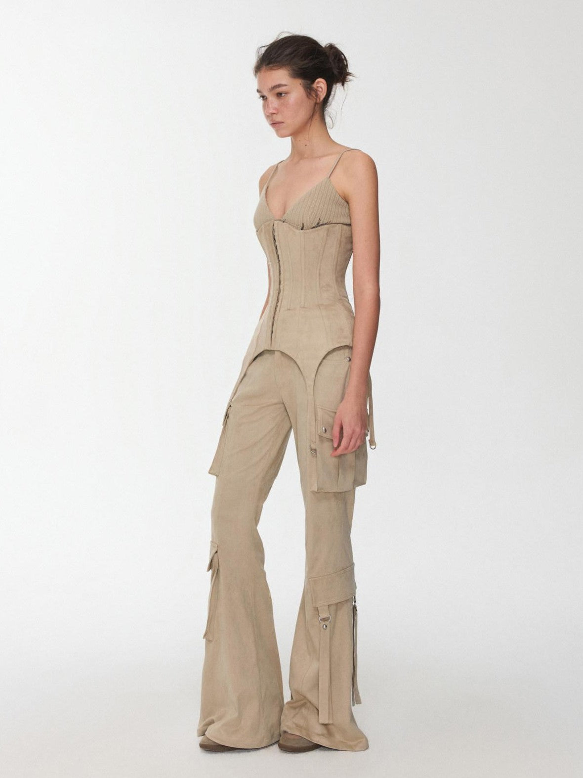1JINN STUDIO Vintage Studded Multi Pocket Cargo Tie Slim Women&