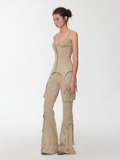 1JINN STUDIO Vintage Studded Multi Pocket Cargo Tie Slim Women&