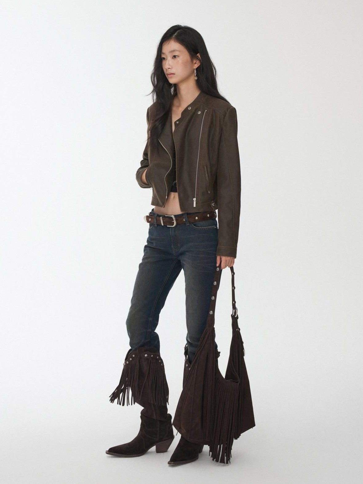 1JINN STUDIO Vintage Tassel Studded Large Capacity Tote Women&