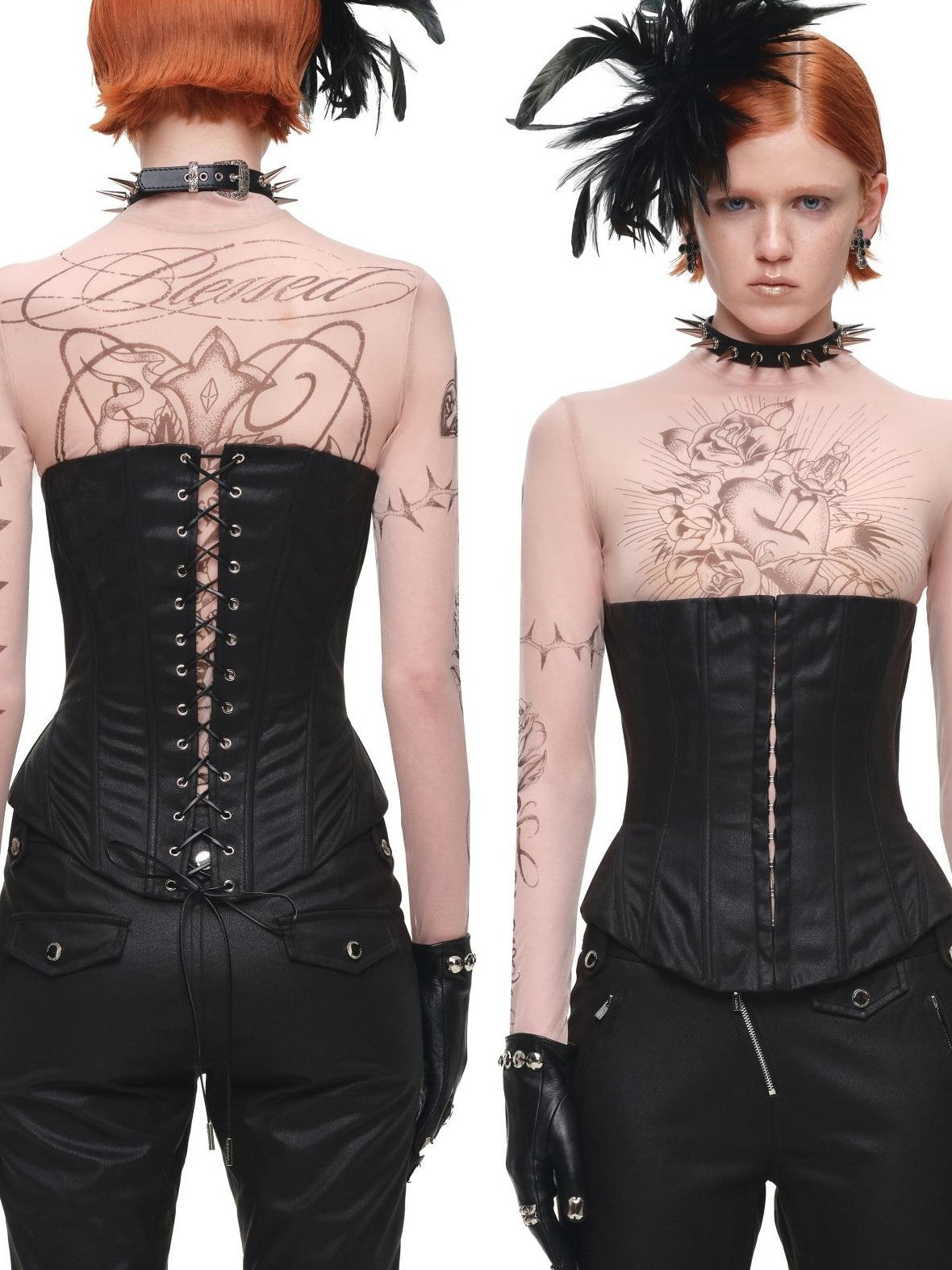 1JINN STUDIO Vintage Washed Adjustable Lace Up Hook Waist Cinched Women&