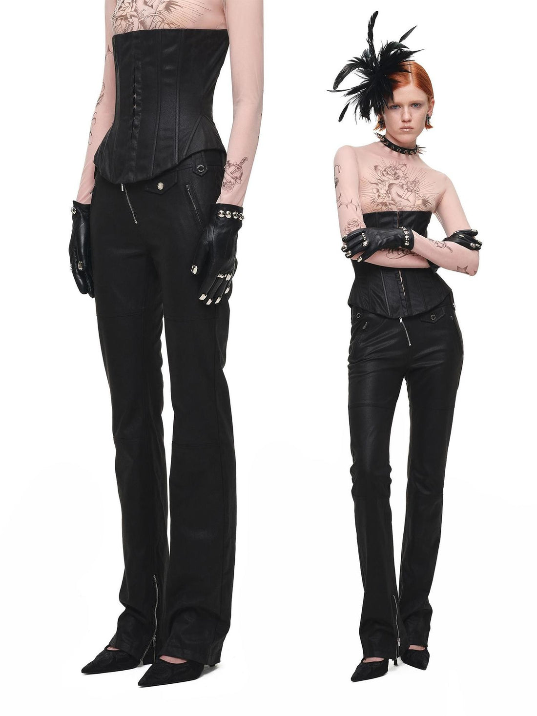 1JINN STUDIO Vintage Washed Distressed Micro Flare Slim Women&