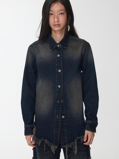 1JINN STUDIO Vintage Washed Frayed Hem Distressed Fitted Women&