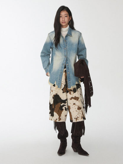 1JINN STUDIO Vintage Washed Frayed Hem Distressed Fitted Women&