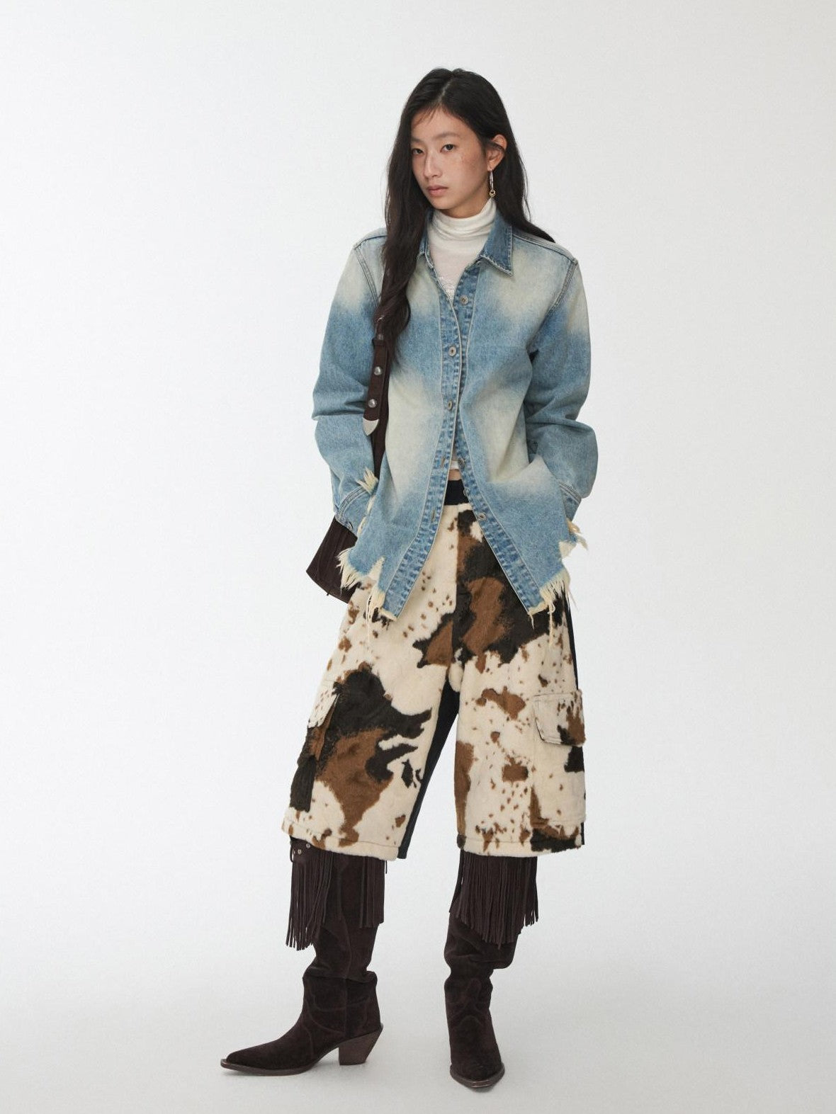 1JINN STUDIO Vintage Washed Frayed Hem Distressed Fitted Women&